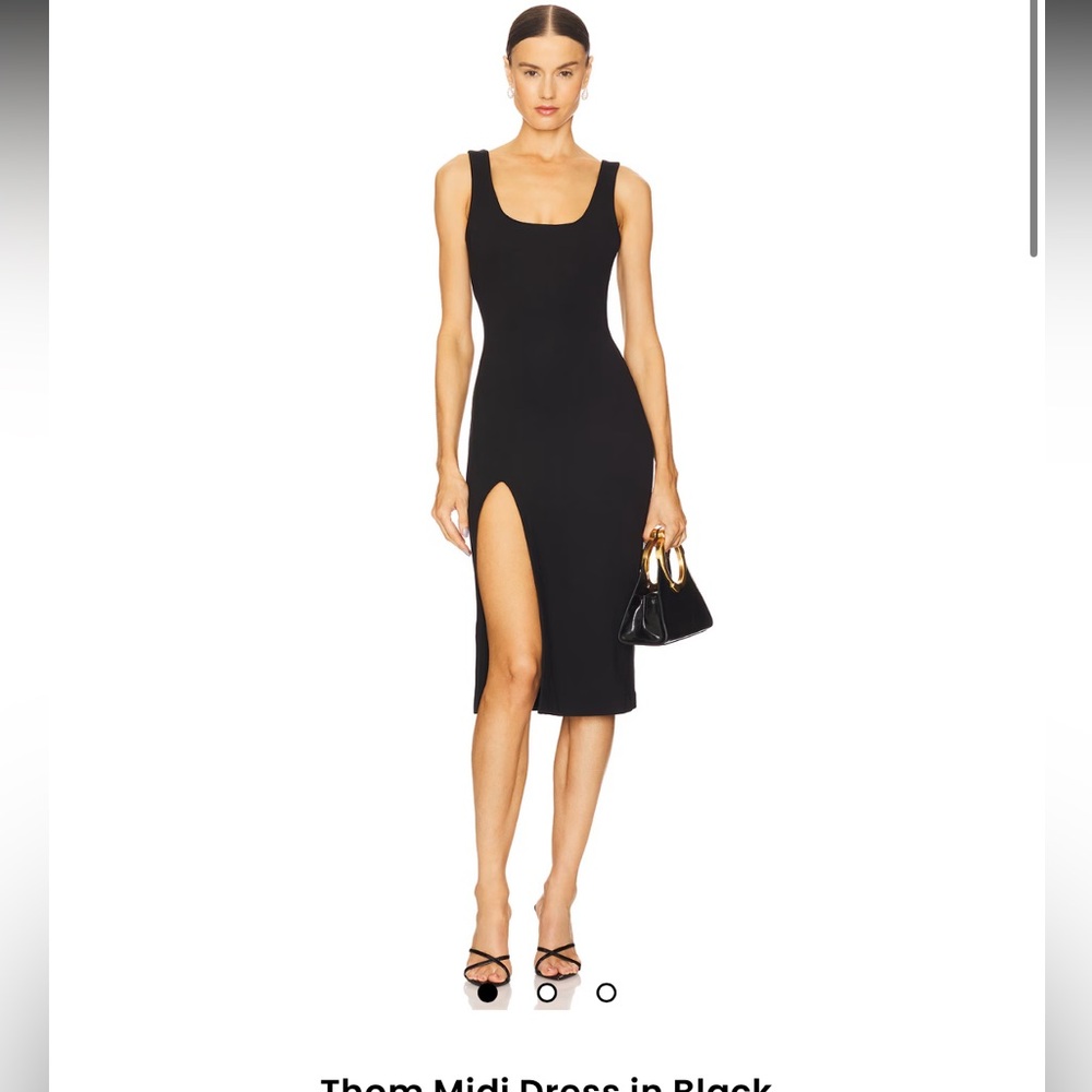 NBD Thom Black Sleeveless Side Slit Little Black Midi Dress